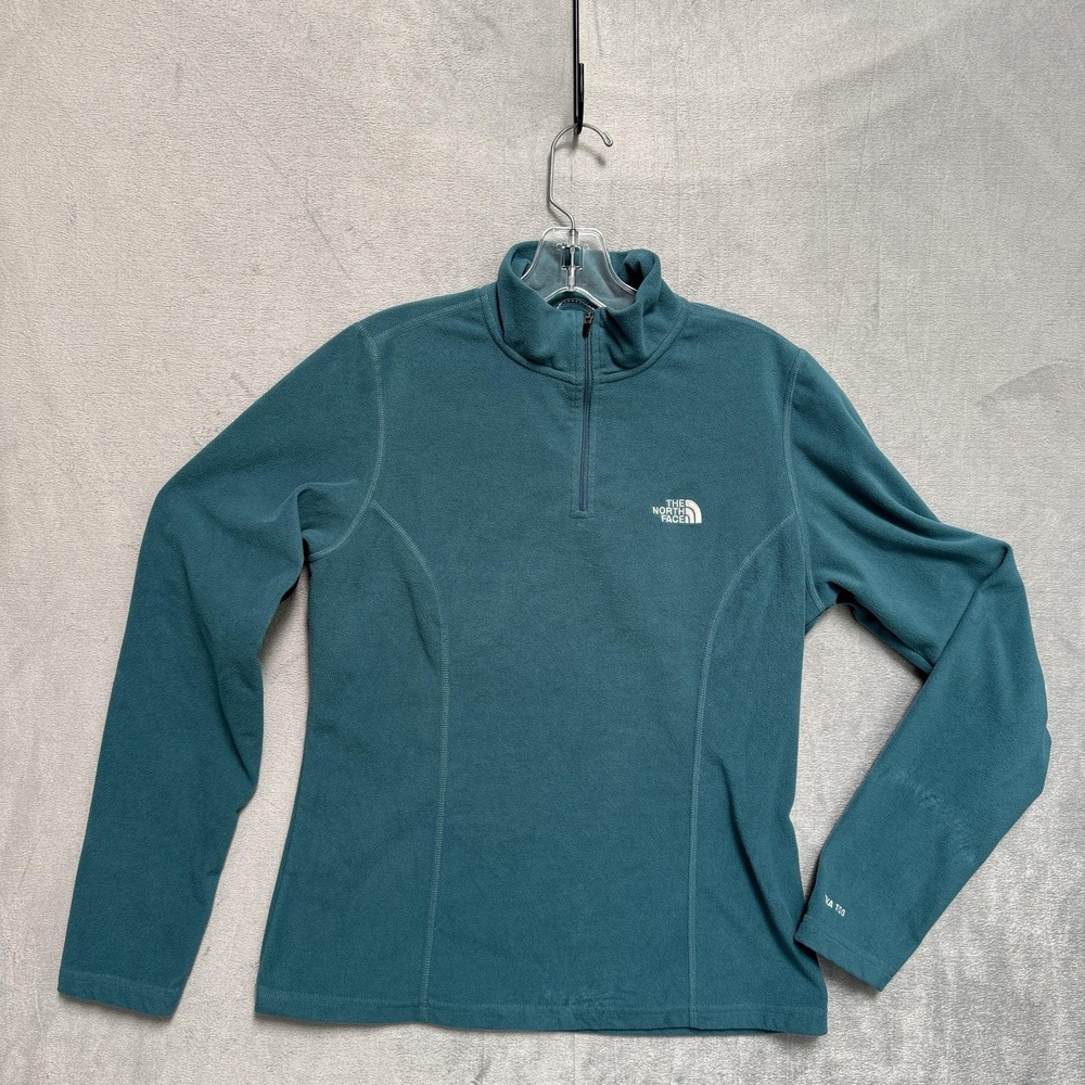The North Face Pullover Womens Medium Blue TKA 100‎ Fleece 1/4 Zip Mock Neck